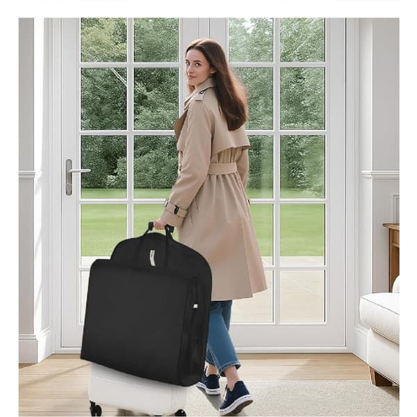 Vikbar Non-Woven Bröllopsklänning Dammskydd - Förvaringsväska för Kläder Black Black