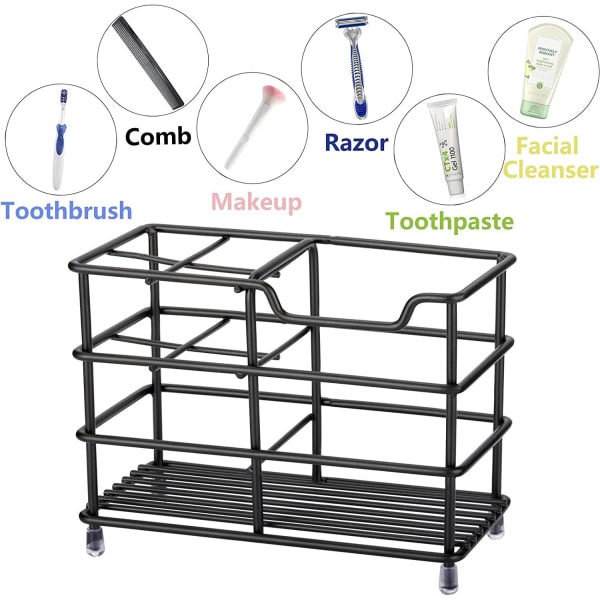 Tandbørste Holder Tand Tandpasta Holder Stand Badeværelse Organizer Sort