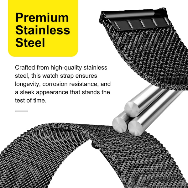 Armband Rostfritt stål Garmin Venu 3S / Forerunner 265s 18 mm Svart