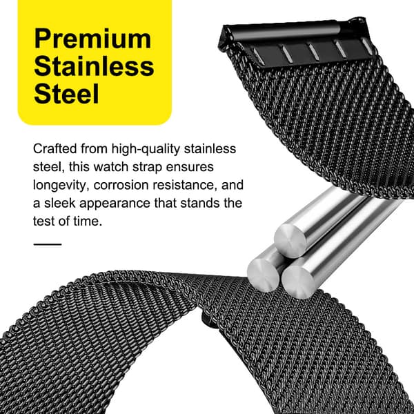 Armbånd Rustfrit stål Garmin Venu 3S / Forerunner 265s 18 mm Black Black