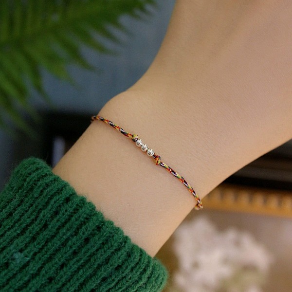 S925 Silverflätat armband Flerfärgad