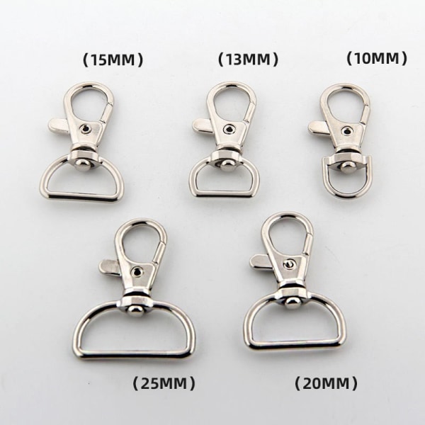 Vridbara Karbinhakar, Nyckelring Clips 10 delar Silver 1 cm