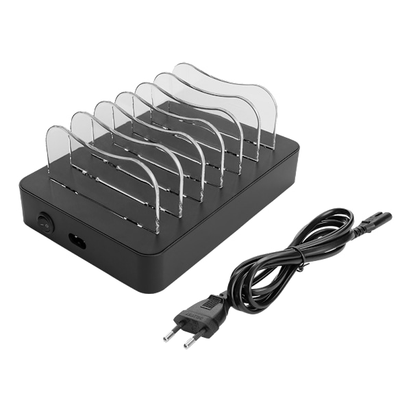 USB charging station 5x USB-A, 1x USB-C fast charge, black