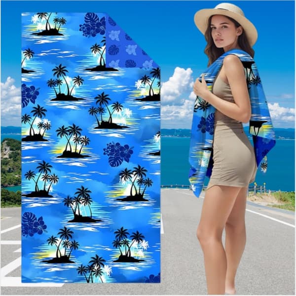 Quick-Dry Microfiber Beach Towel for Adults - Thick Double-Sided Plush Digital Print 80x160cm