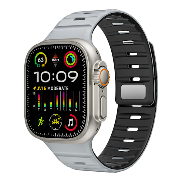 Magnetiskt silikonarmband för Apple Watch - Svart/Orange (38/40/41mm) Grå