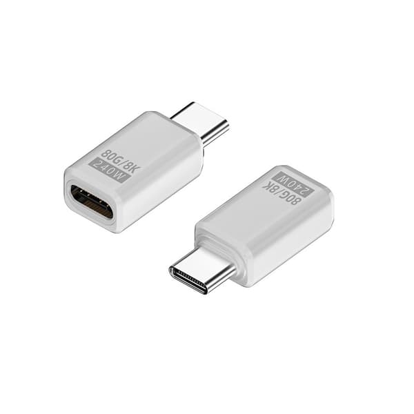 240W 80Gbps USB-C Hona till Hane Adapter - Rak Anslutning (2-Pack) White White