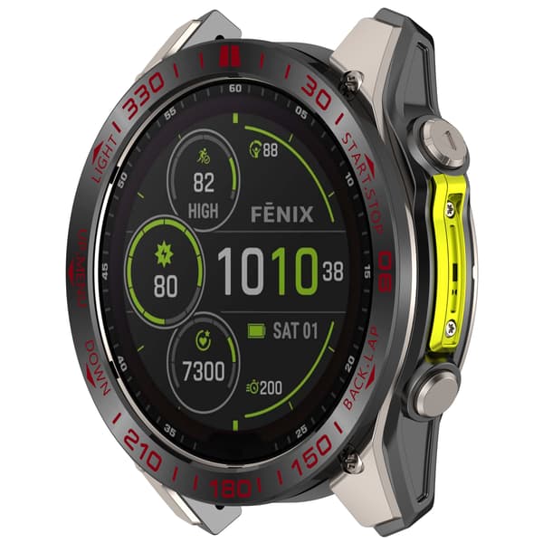Garmin Tactix 8 51mm Solar Bezel - Sort & Rød Racing Edition