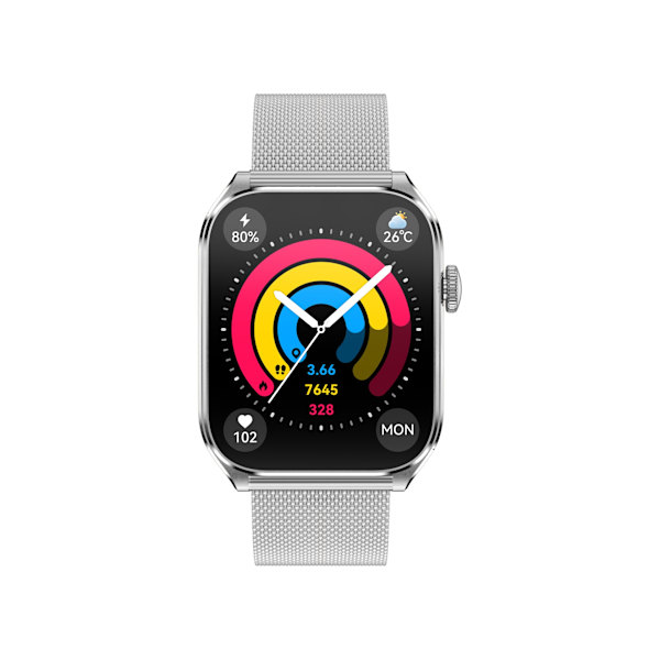 Multifunktionell Smartwatch med AMOLED-skärm, Bluetooth-samtal och Hälsoövervakning Silver Silver