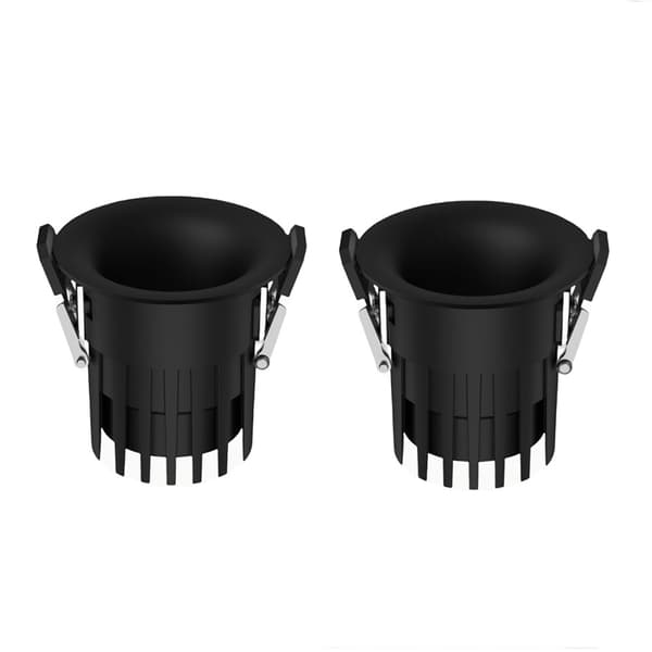 2-Pack 7W LED Infällda Downlights, 75mm Utskärning, 4000K, Svart Aluminiumlegering