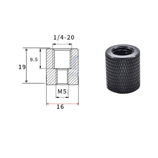 5-pack 1/4 tum hona till M8 hane gängadapter för stativ och kameratillbehör M5
