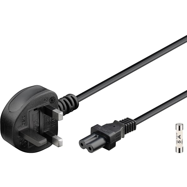 Kabel för nätanslutning i Storbritannien, 1,8 m, svart