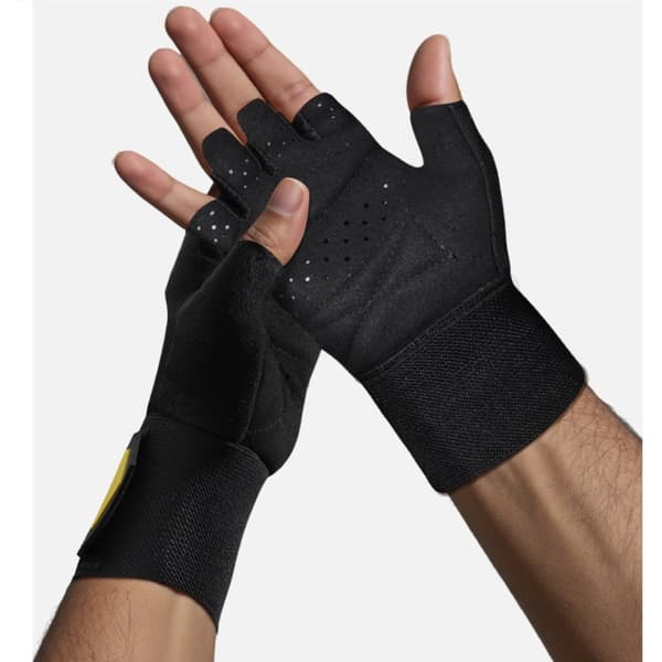 Fitnesshandsker med anti-slip til vægtløftning, pull-ups og cykling — polyester håndfladebeskyttelse, åndbar pasform og polstring, 1 par, S/M/L L L