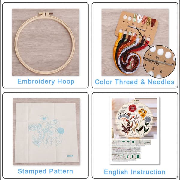 DIY Handbroderi Startpaket med Kattmönster och Justerbar Båge