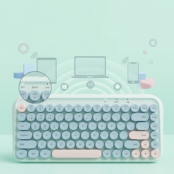 84-tasters retro skrivemaskinetastatur - Dual-mode Bluetooth & 2.4G til kontor og rejse, kompakt, kompatibel med Windows, MacOS, Android, iOS, iPadOS