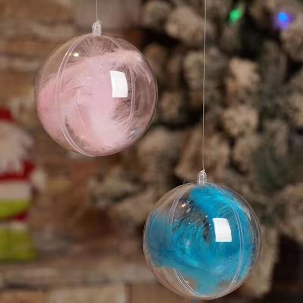 Set med 5 fyllbara prydnadsbollar i klar plast - perfekt för DIY-hantverk L