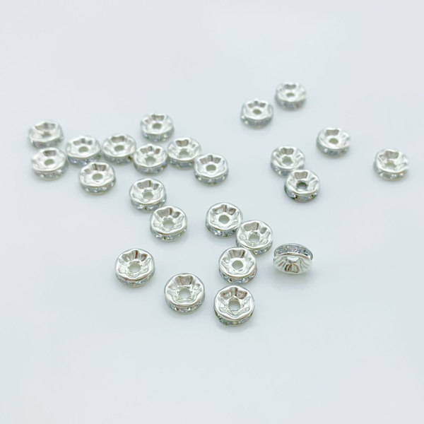 Distanspärlor lösa pärlor för smyckestillverkning 100-pack Silver 6 mm