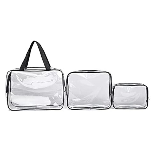 Makeup taske vandtæt PVC gennemsigtig 3-pak