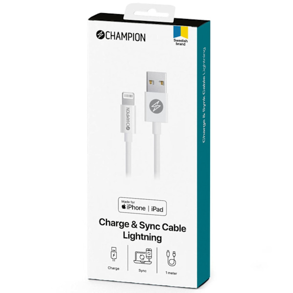 USB-A till Lightning Kabel 1m Vit