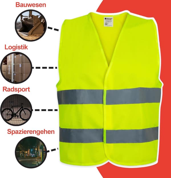 5-Pack Varselväst med Hög Synlighet - Fluorescerande Gul, Universal Storlek, Reflekterande Säkerhetsväst
