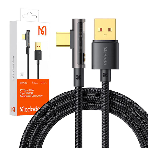 USB til USB-C Prism 90 graders kabel Mcdodo CA-3380, 6A, 1,2m (sort)