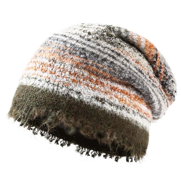 Varm Öronskydd Mössa Ullblandning Stickad Hatt Trendig Gradient Färg Stickad Mössa