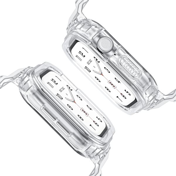 10. generation Ice Tough TPU integreret rem til Apple Watch - gennemsigtig med hvid ramme, 42MM Gennemsigtig