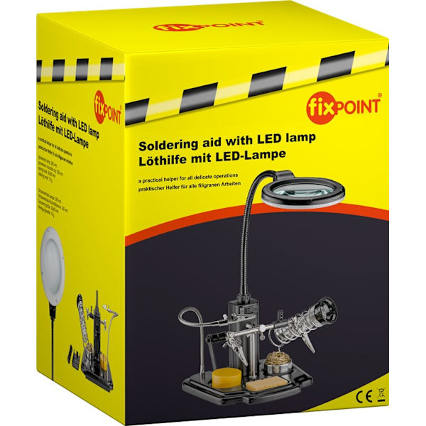 Lödhjälp med LED-ljus och krokodilklämma med svanhals