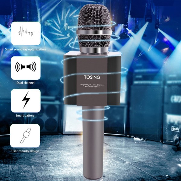 INF Karaoke mikrofon med Bluetooth-højttaler 5W - Rosaguld