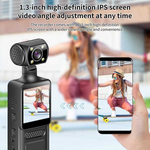 High-Definition Clip-On Body Camera M12+ med WiFi