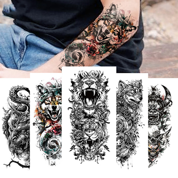 Musta vedenpitävä väliaikainen tatuointisukka - realistinen puolikäden tatuointitarra 11