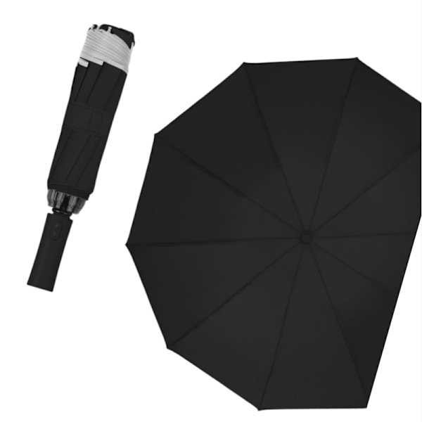 Reflekterende stribe, foldbar paraply til regn eller solskin Sort