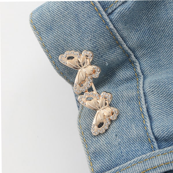 Midjespänne med strass-fjäril för jeans (5 par) Guld
