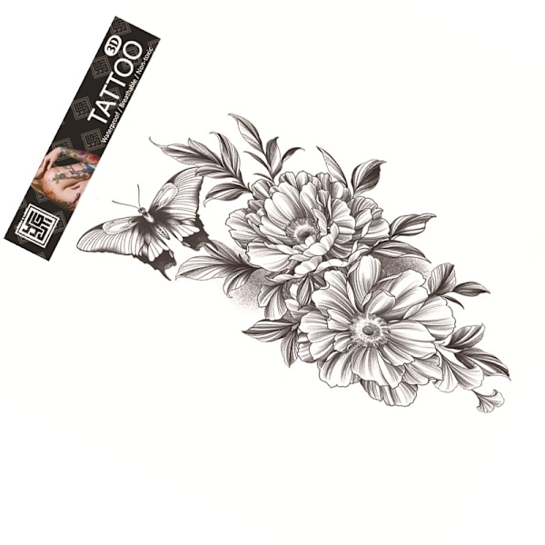 Vattentät Tillfällig Tatuering - Blommig Design Modell 4