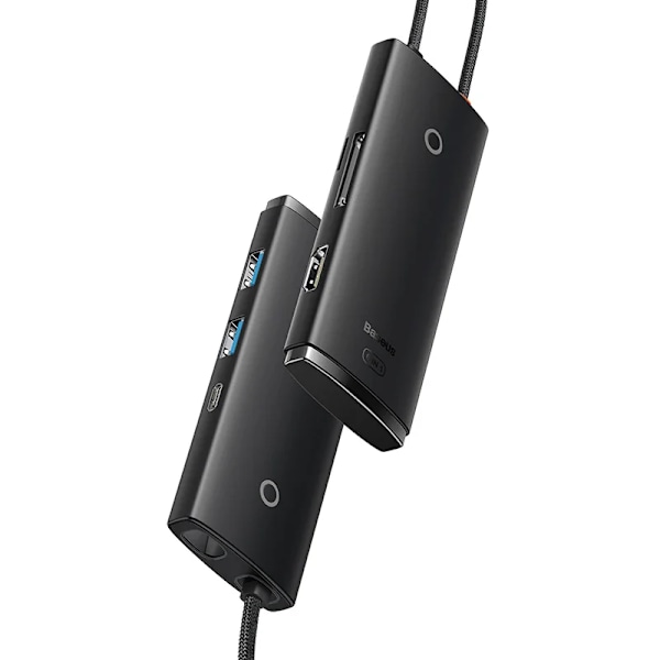 Baseus Lite Series Hub 6w1 USB-C till 2x USB 3.0 + USB-C + HDMI + SD/TF (svart)