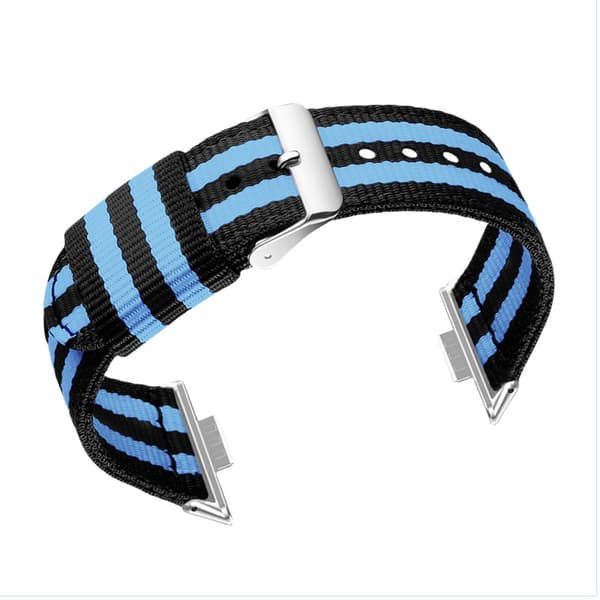 Stilfuld nylonrem til Huawei Fit 3/4/4 Pro Black+Blue Black+Blue