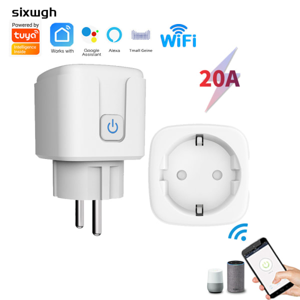 Smart Plug WiFi Home 20A EU-uttag Timer-uttag Vit Vit