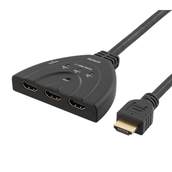 HDMI Switch , 3 inputs to 1 output, 4K in 60Hz, 7.1, black