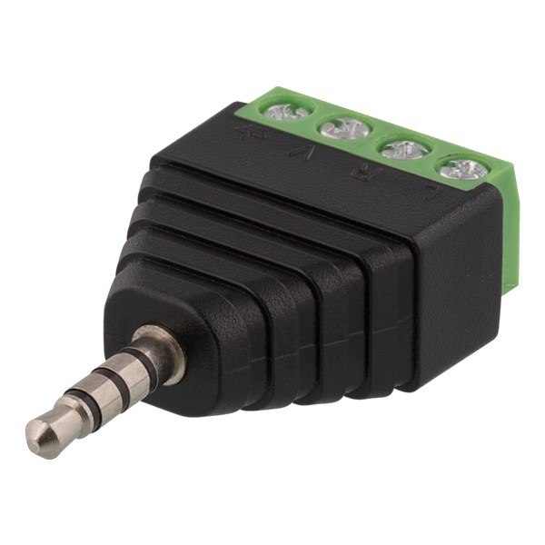 4 pole 3.5mm plug to 4-pin terminal block adapter