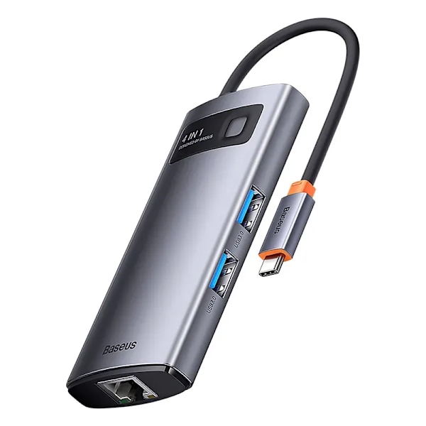 Hub 4in1 Baseus Metal Gleam Series, USB-C till 3x USB 3.0 + Ethernet RJ45