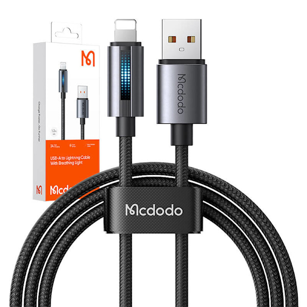 Mcdodo CA-5660 USB-A till Lightning-kabel med blinkande ljus 1,2m (svart)