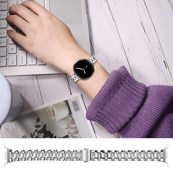 Perle rustfrit stålrem kompatibel med Samsung Galaxy Watch 8/8 Classic Silver Silver