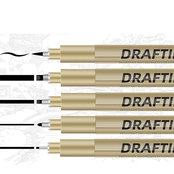Precision Fineliner Pen Set Svarta Pennor för Ritning 9 delar