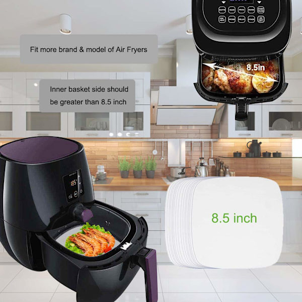 Engangsbagepapir til Airfryer non-stick 18 cm 100-pak White White