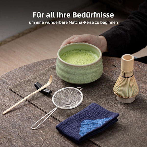 Matcha Visp Set CT Fyra Delar - Vit Crackle Glasyr