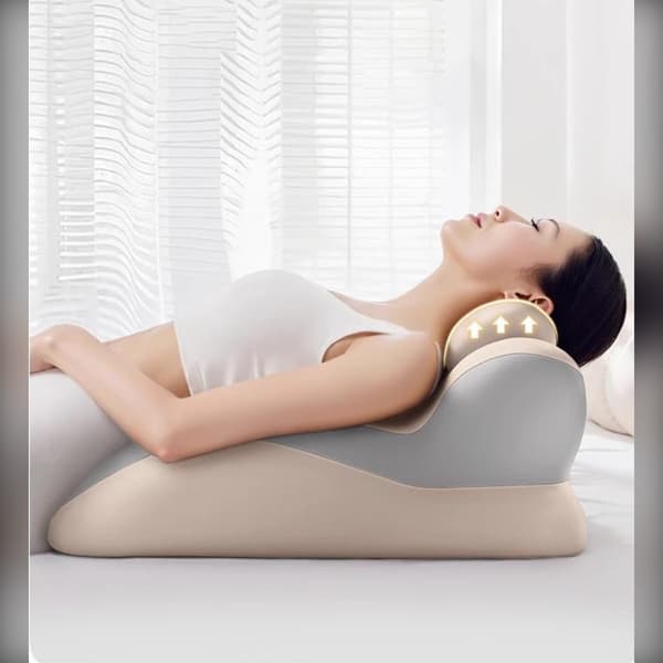 Multifunktionel Sengekant Nap Pude - Ergonomisk Design til Mavesovere Beige+Blue Beige+Blue