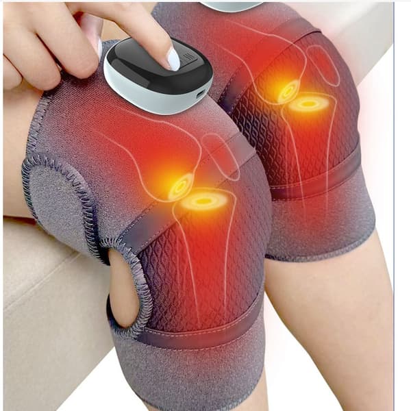 Trådlös Uppvärmd Knämassager med Vibration och Värmeterapi för Lindring av Ledvärk