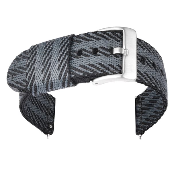 Stilfuld 24/22/20/18mm nylon urrem med sort spænde Sølv 20 mm