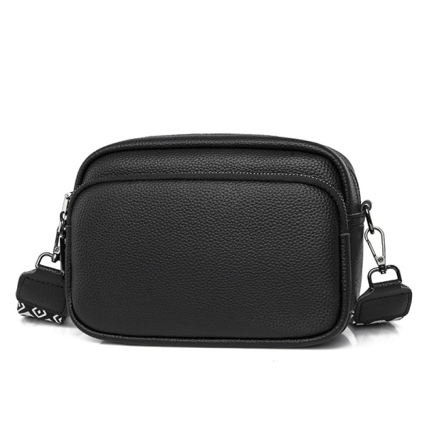 Crossbody tasker til kvinder, PU læder justerbar strop taske Sort