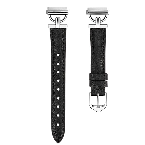 Armband i äkta läder för Fitbit Versa 4/3/Sense - Svart