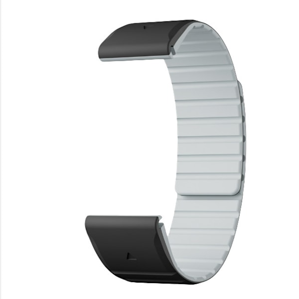 Garmin Fenix -ranneke, magneettinen silikoninen Garmin-kellohihna, yhteensopiva Fenix 8/7/6/5 -mallien kanssa Musta + harmaa 26 mm